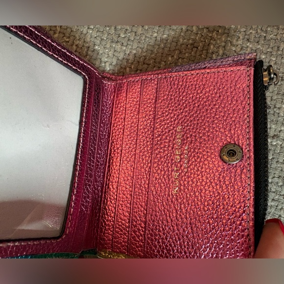 Kurt Geiger Mini Kensington Metallic Leather Bifold Wallet Pink Multi Eagle Head - Picture 8 of 16